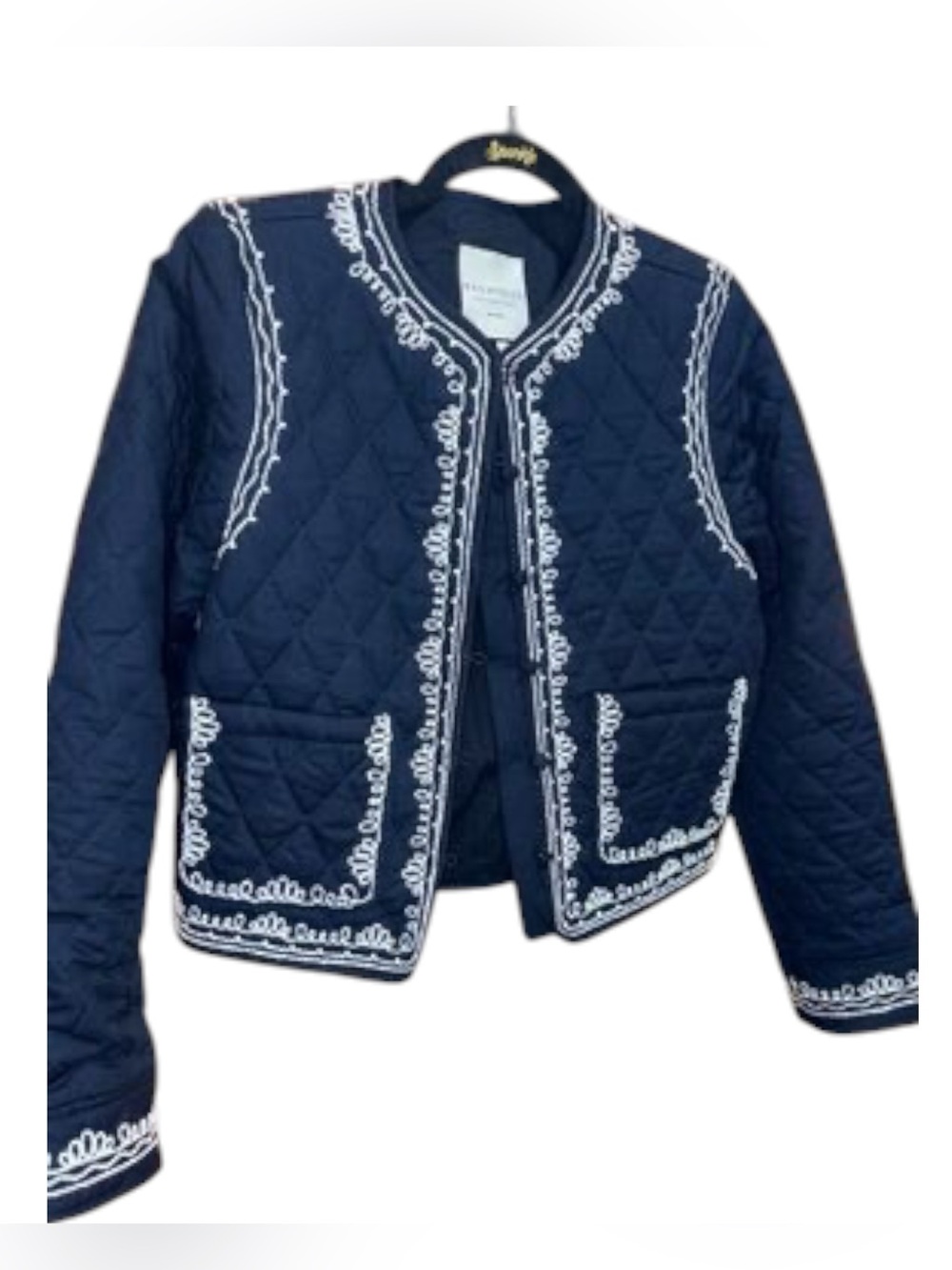 Bagatelle - Navy Blue Quilted Embroidered Jacket- NWT - Large - A134